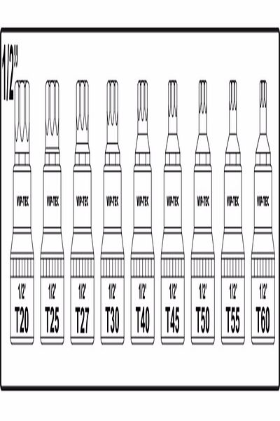 Vip-Tec 9 Piece Lokral Torx Bit Set 1/2 Inch Vt 118900