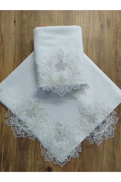 Çeyiz Bahçesi Σετ προίκας French Lace Ahva Cream 2 τεμαχίων