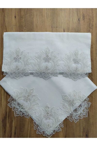 Çeyiz Bahçesi Σετ προίκας French Lace Ahva Cream 2 τεμαχίων