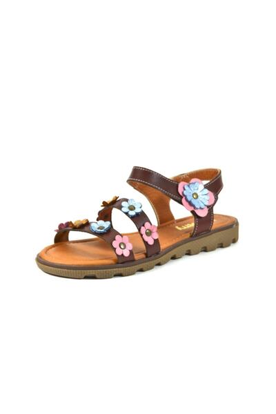 Bayrak Genuine Leather Brown Flower Orthopedic Girls Sandals 31-36