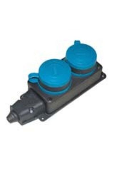 Elektrikçim Surface Mounted Rubber Double Grounded Covered Socket