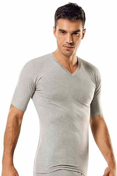 Tutku 2 Pieces Gray Color V-Neck Short Sleeve Undershirt Undershirt