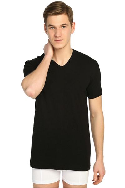 Tutku 10 Pieces Black Color V-Neck Short Sleeve Undershirt Undershirt