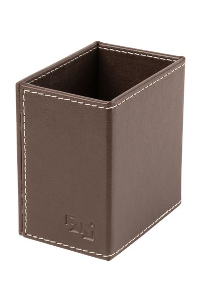 2K Pen Holder Faux Leather Desktop 9.5x6x10 Cm