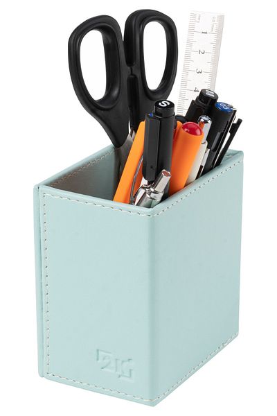 2K Pen Holder Faux Leather Desktop 9.5x6x10 Cm