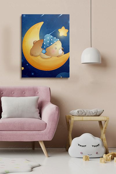 KanvasSepeti Tablou cu rame din pânză cu model abstract decorativ pentru camerele băieților și fetelor