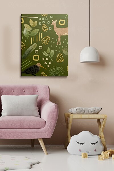 KanvasSepeti Dekorativna slika u okviru od platna sa Sa apstraktnim dezenom f...