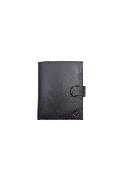 Eminsa Brown Vertical Model Snap Fastener Leather Men's Wallet