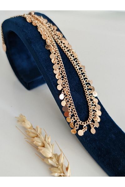 SU PERİSİ TAKI BİJUTERİ Gold Sequin Anklet
