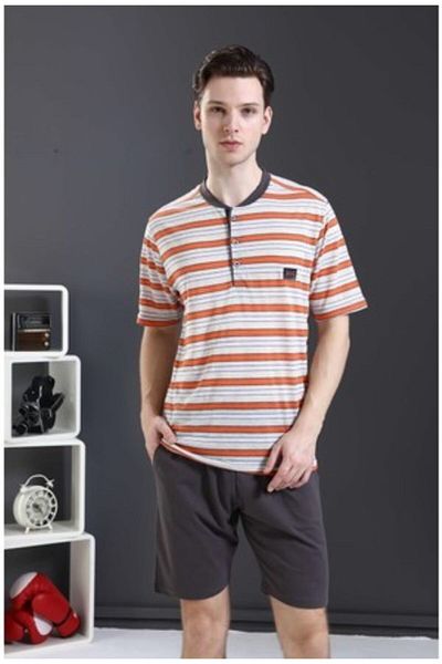 Pelin Pijama Men's Shorts Suit 1926 Anthracite