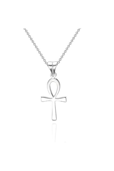 Takılingo 925 Ayar Rodyum Kaplama Gümüş Ankh Kolye