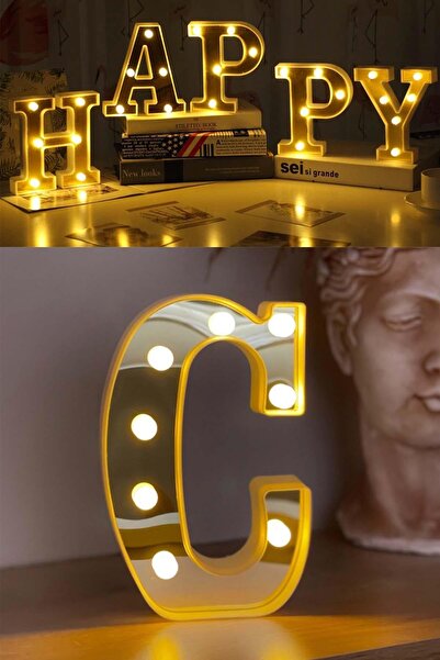 Genel Markalar Dekoratif Led Işıklı 3d C Harfi Büyük Boy Organizasyon Doğum G...