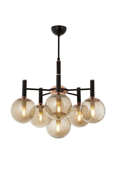 Tavcam Lina 6 Lı Siyah - Bakır Avize