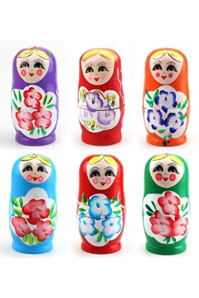 Genel Markalar Ahşap İç İçe Geçmeli 5li Matruşka