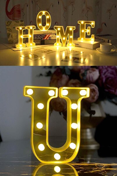 Genel Markalar Dekoratif Led Işıklı 3d U Harfi Büyük Boy Organizasyon Doğum G...
