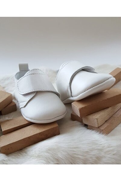 Hodore Genuine Leather White Velcro Moccasin