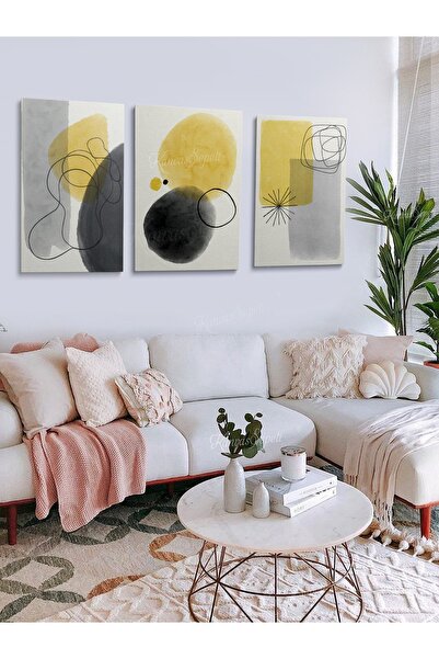 KanvasSepeti Σετ 3 Boho Bohemian Bohe Retro Art Abstract Painting Διακοσμητικ...