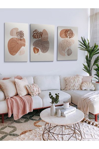 KanvasSepeti Σετ 3 Boho Bohemian Bohe Retro Art Abstract Painting Διακοσμητικός πίνακας σε καμβά Πίνακες ζωγραφικής σε καμβά Αφηρημένες ζωγραφιές
