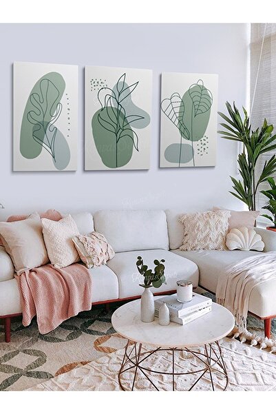 KanvasSepeti Set de 3 Boho Bohemian Bohe Retro Art Pictură abstractă Pictură decorativă pe pânză Picturi pe pânză Picturi abstracte