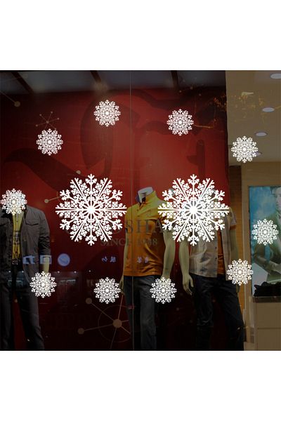 eğlencemarketi Πρωτοχρονιάτικο στατικό αυτοκόλλητο Snowflake 12 Snowflakes σε συσκευασία