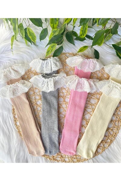 lalinkids Kız Bebek Dantelli Dizaltı Çocuk Çorap 4'lü