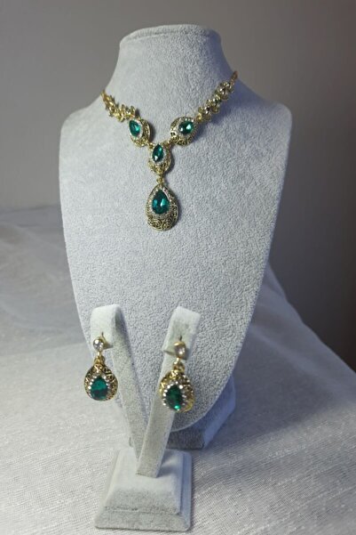 BB wikiki Otantik Hürrem Sultan Yeşil Taşlı Kolye Küpe Seti