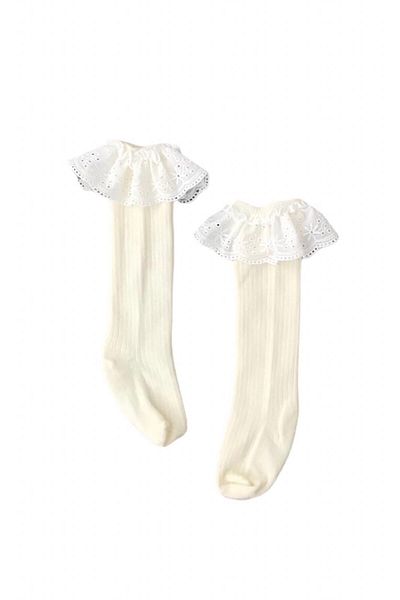 lalinkids Lace Baby Girl Kid Knee Length Ecru Socks