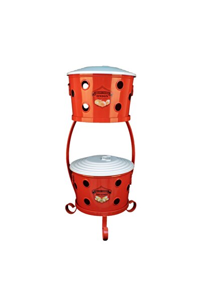 Desen Dekorasyon Patates Soğan Sepeti Soğanlık Büyük Metal