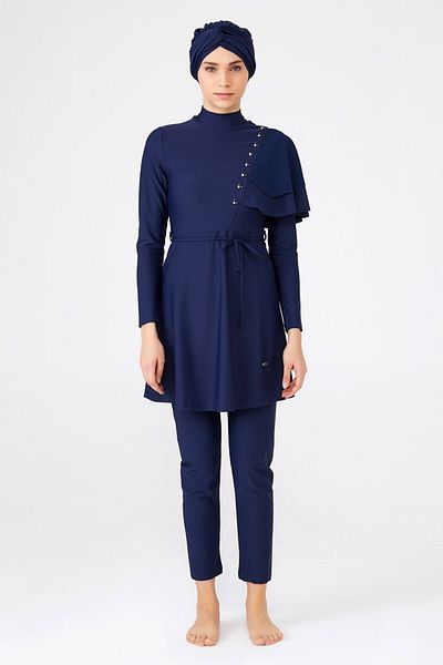 Adasea 4247 Lycra Dark Navy Model Hijab Swimsuit