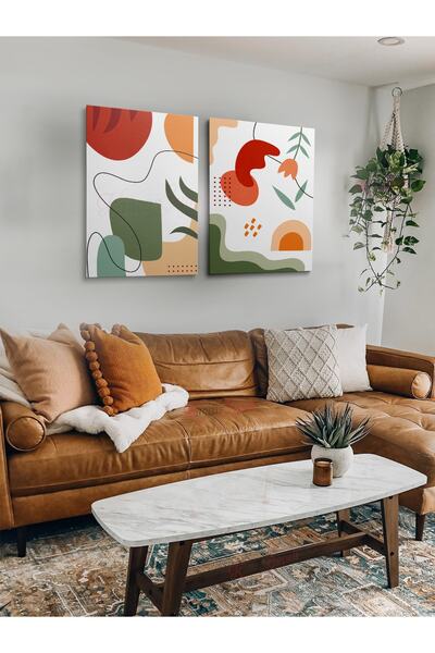 KanvasSepeti Σετ 2 Bohemian Bohom Bohe Boho Art Abstract Abstract Pastel Tren...