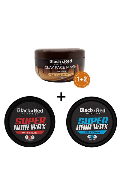 Black Red Clay Face Mask Chocolate 400 gr+ 2 Pieces 150 mlWax