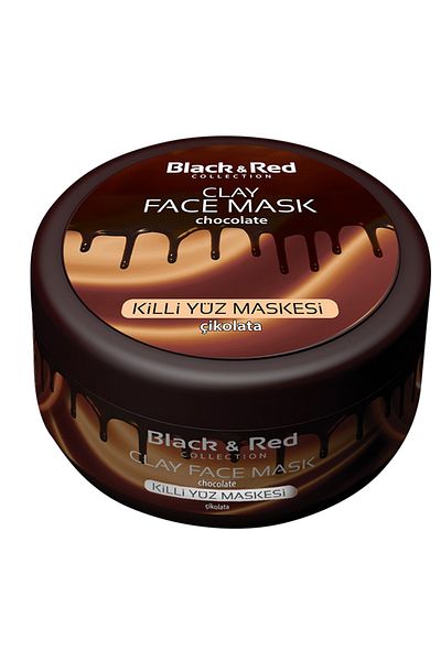 Black Red Clay Face Mask Chocolate 400 gr+ 2 Pieces 150 mlWax