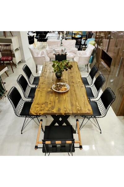 UFUK MOBİLYA Doğal Ahşap Ladin Kütük Masa 200x100