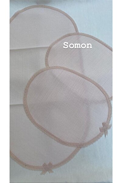 DUYGU KUMAŞ Kenarları Güpür Detaylı Üç Parça Oval Set