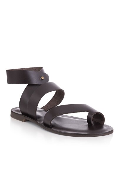 DaphneSandals صندل نسائي مصنوع يدويًا من الجلد الطبيعي باللون البني - صندل بو...