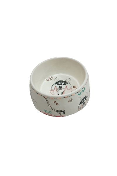 Bobo 700 ml Cream Colored Cat Dog Melamine Food Container - Bo-3153