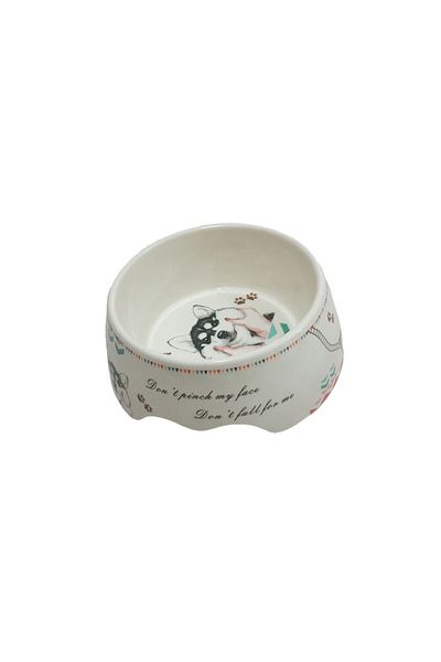 Bobo 700 ml Cream Colored Cat Dog Melamine Food Container - Bo-3153