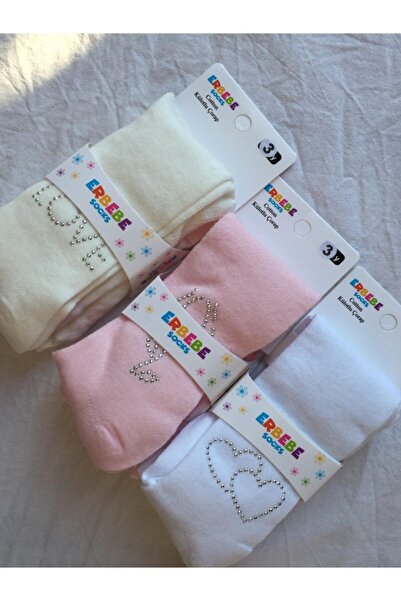 Erbebe Bebek Aksesuarlı Pamuklu Külotlu Çorap 3'lü Set 3 Yaş