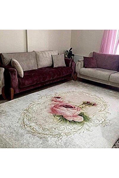 Resmiro Çiçek Desenli Dekoratif Dijital Baskılı Halı Rsp259