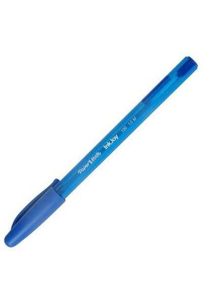 Paper-Mate Inkjoy 100 1.00mm Blue Ballpoint Pen with Lid 100 Pieces