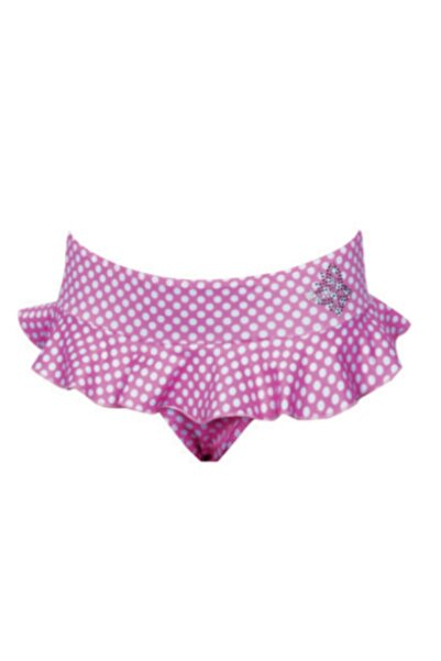 Kom Fırfırlı Pembe Puantiyeli Kız Çocuk Bikini Altı