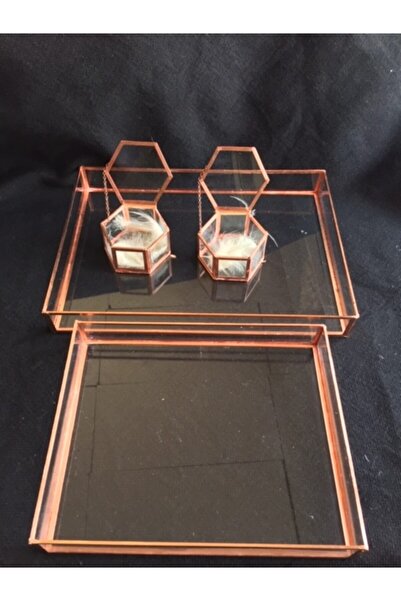 GÜVEN Cam Söz Nişan Tepsisi 2'li Takım