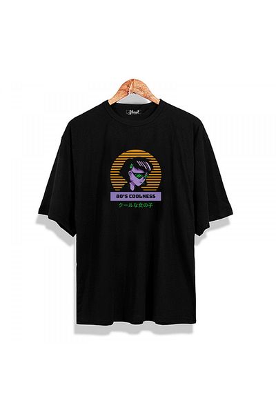 Shout Unisex Μαύρο Oversize 80's Coolness Vintage T-shirt
