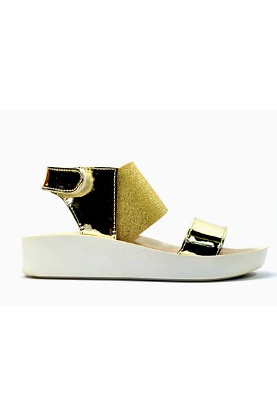 Bayrak 5007 Aur Stretch Velcro Rochie de seara Sandale de zi cu zi pentru fete