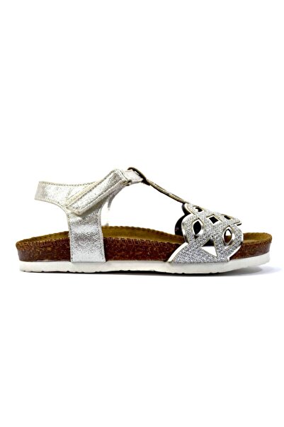 Bayrak 5013 Справжня шкіра Срібні ортопедичні вечірні сандалі для дівчаток
