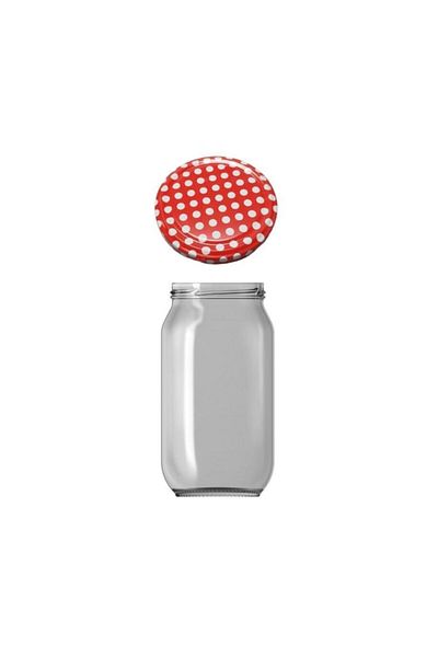 Paşabahçe Glass Jar 1000 Cc Punatiyeli with Lid 10 Pieces