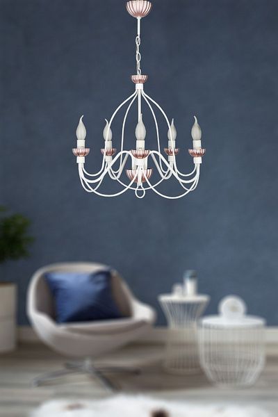 VENON Lighting Calista 5-Piece Case White Rose Chandelier