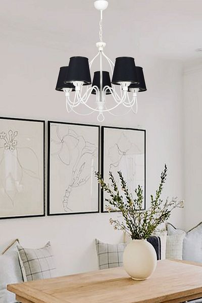 VENON Navy Blue White Poyraz Lampshade Set of 5 - Lighting (53996) E-27 Chandelier