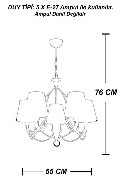 VENON Navy Blue White Poyraz Lampshade Set of 5 - Lighting (53996) E-27 Chandelier