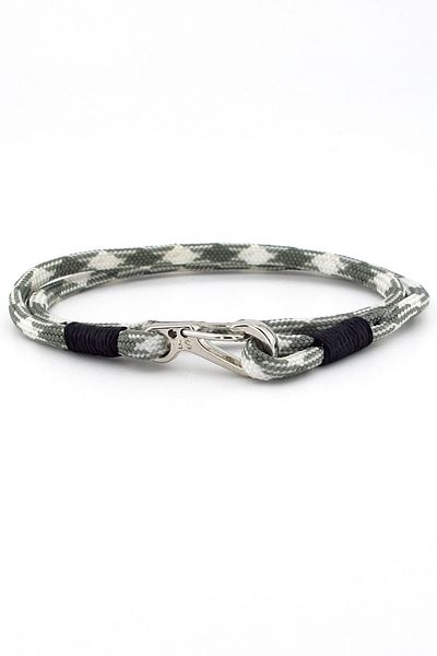 Solfera Green White Paracord Metal Hook Two Rows Men's Bracelet M011g